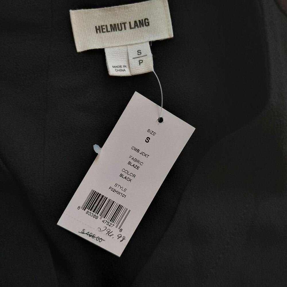 NEW Helmut Lang Size S Blaze Black Crepe Bomber Jacket Snap Front D Ring Sleeves - Picture 5 of 7